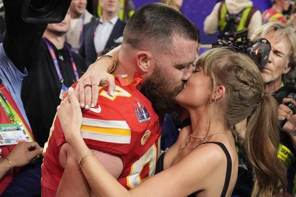 ▲泰勒絲（Taylor Swift）與凱爾西（Travis Kelce）。（圖／達志影像／美聯社）