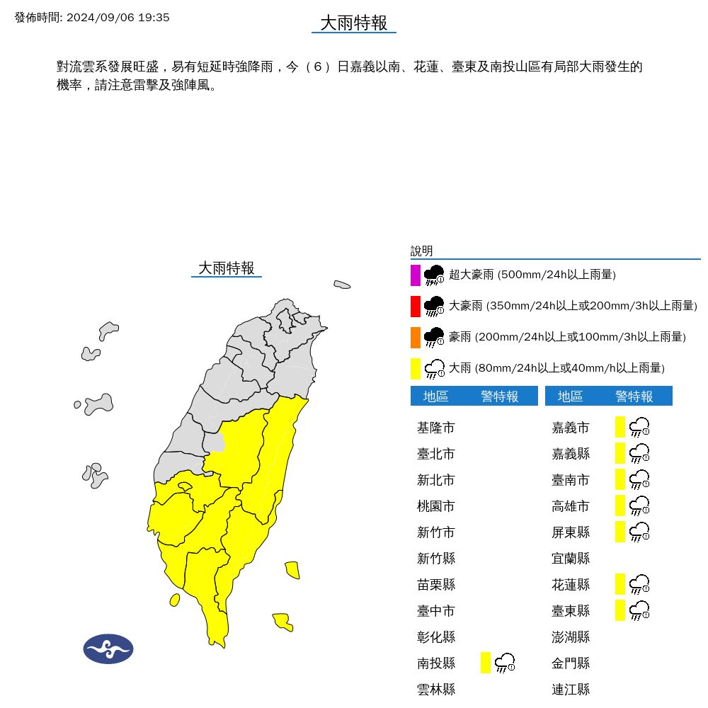 ▲大雨特報