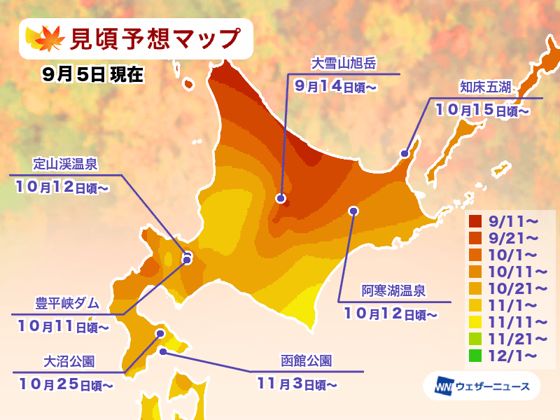 ▲▼2024日本賞楓預測。（圖／翻攝自Weather News）