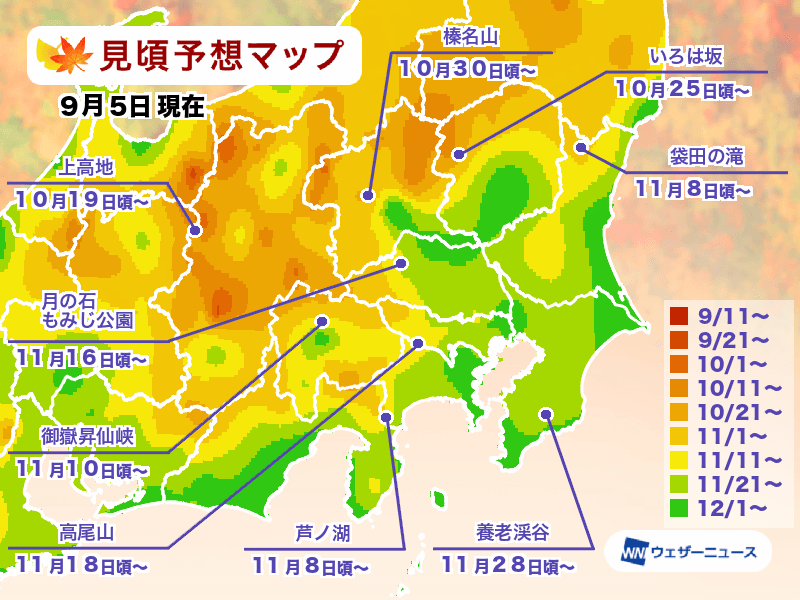 ▲▼2024日本賞楓預測。（圖／翻攝自Weather News）