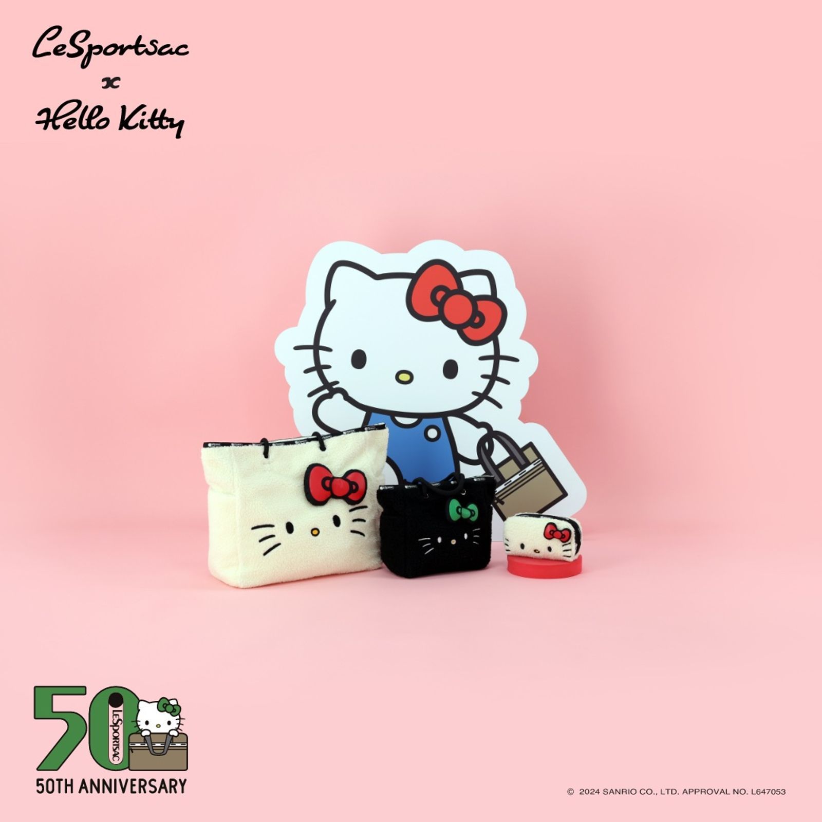 LeSportsac x Hello Kitty聯名系列一同歡慶兩個品牌的50週年。（藍鐘提供）