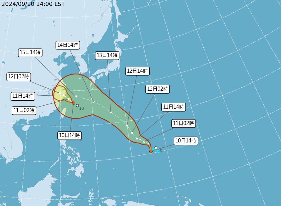 ▲▼2個熱帶性低氣壓路徑預測。（圖／氣象署提供）