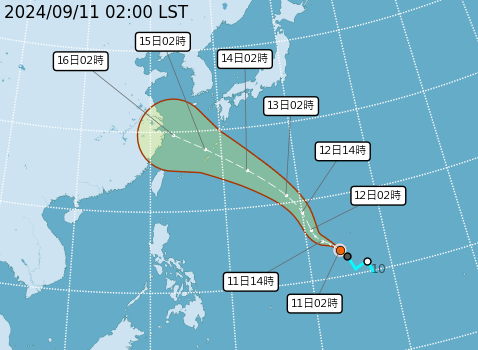 ▲▼貝碧佳颱風預估路徑。（圖／氣象署提供）