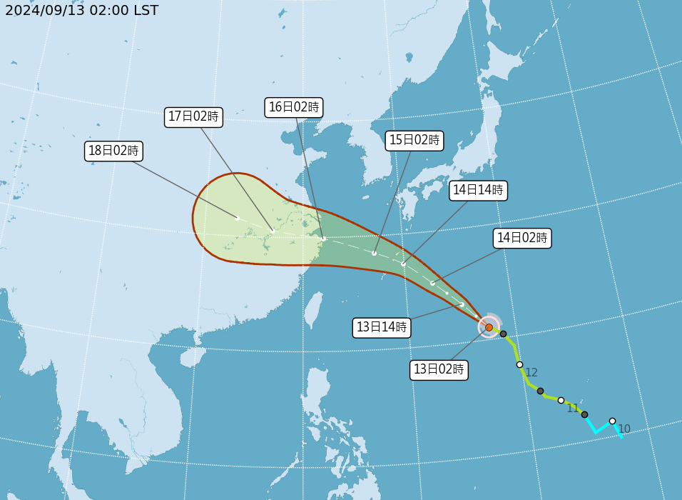 ▲▼颱風貝碧佳路徑。（圖／氣象署）