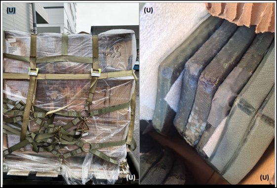 ▲▼美國依總統撥款權提供台灣的軍備遭水損，從包裝可看到潮濕發霉。圖中物品包括防彈板，2023年12月底運到台灣。（圖／翻攝自美國國防部監察長報告）