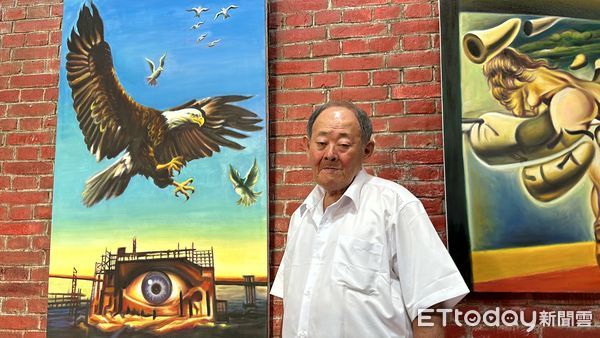 ▲71歲國寶級畫師顏振發，在台南市歸仁區的東門美術館舉辦個展，展出近20幅作品，歡迎參觀。（圖／記者林東良翻攝，下同）