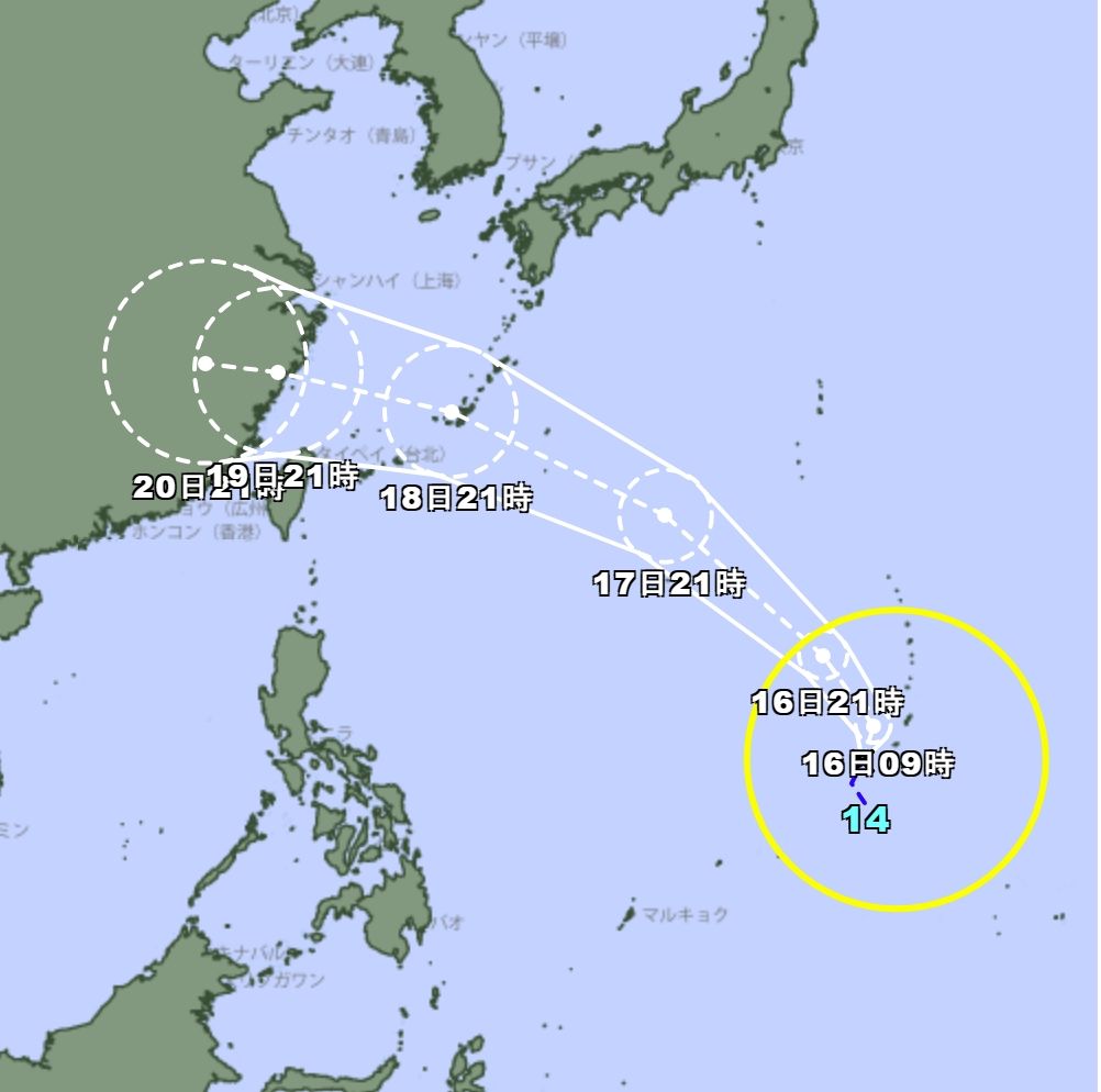 ▲▼葡萄桑颱風生成，預估路徑出爐 。（圖／翻攝日本氣象廳）