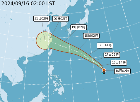 ▲▼葡萄桑颱風路徑預估 。（圖／氣象署提供）