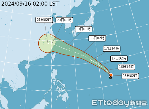 ▲▼葡萄桑颱風路徑預估 。（圖／氣象署提供）