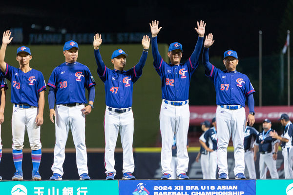 ▲2024年U18亞青教練團左二起吳柏宏、羅健銘、田家銘、林建男。（圖／中華棒協提供）