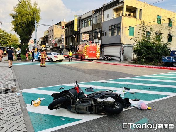 ▲▼             新竹虎林國中前賓士衝撞，釀1死5傷。（圖／民眾提供）