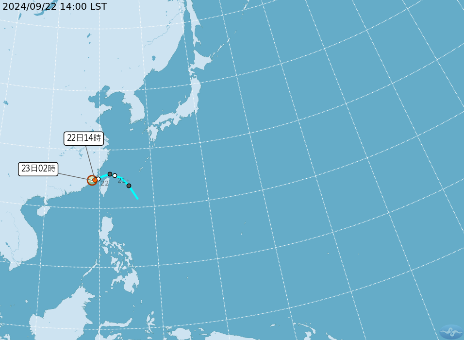 ▲▼熱帶性低氣壓TD19路徑預估。（圖／氣象署提供）