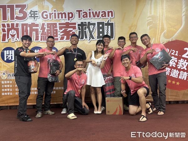 ▲Grimp Taiwan 2024年繩索救援國際邀請賽在消防署竹山消防訓練中心、南投體育場等地舉辦，台南頑繩隊榮獲台灣隊第2名。（圖／記者林東良翻攝，下同）