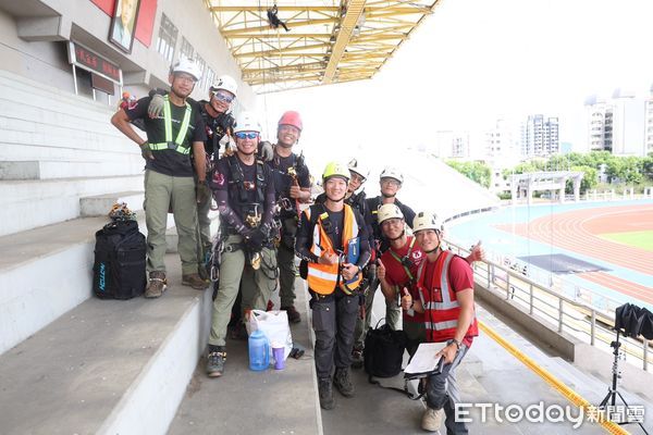 ▲Grimp Taiwan 2024年繩索救援國際邀請賽在消防署竹山消防訓練中心、南投體育場等地舉辦，台南頑繩隊榮獲台灣隊第2名。（圖／記者林東良翻攝，下同）