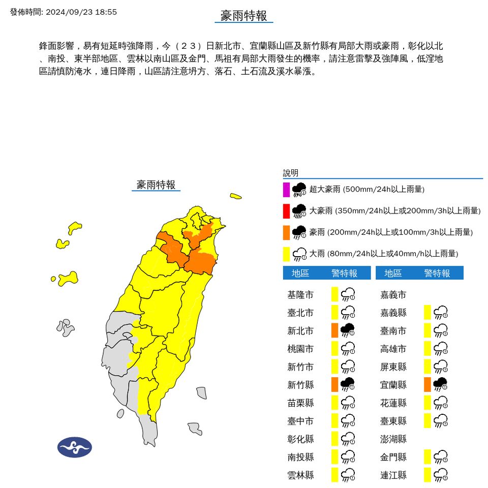 ▲大雨特報