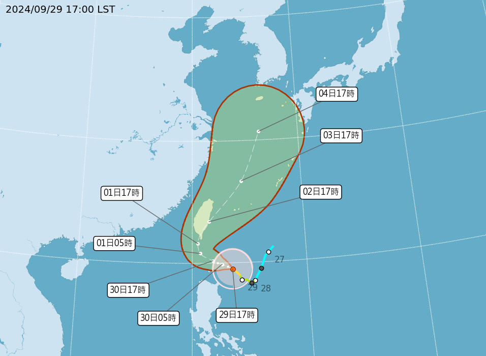 ▲▼山陀兒颱風路徑預估。（圖／氣象署提供）