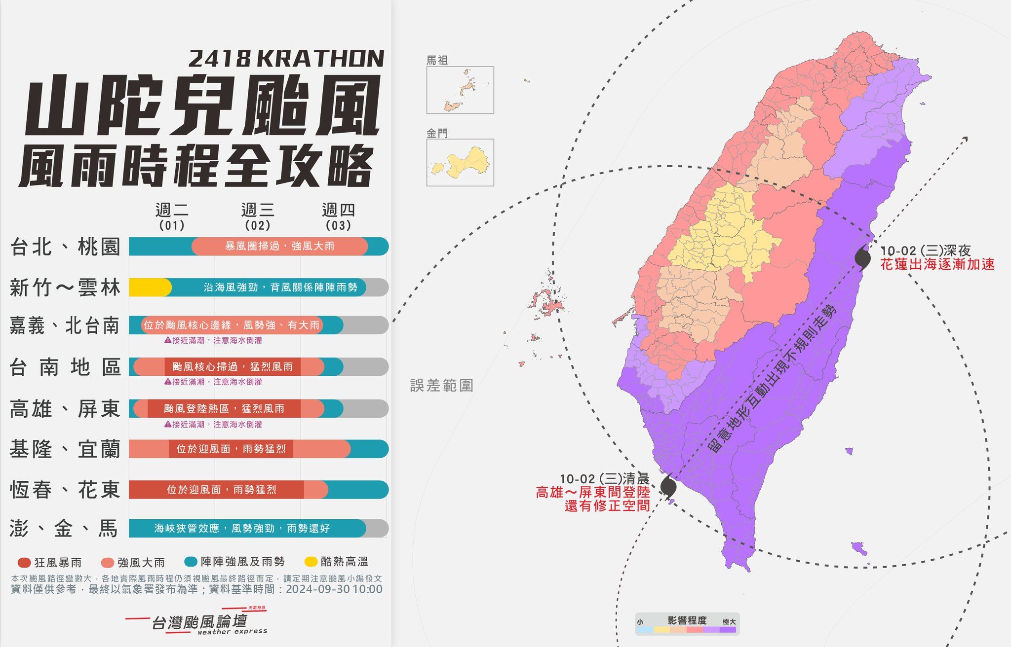 ▲▼山陀兒颱風逼近，全台各地風雨逐漸明顯。（圖／翻攝台灣颱風論壇｜天氣特急臉書）