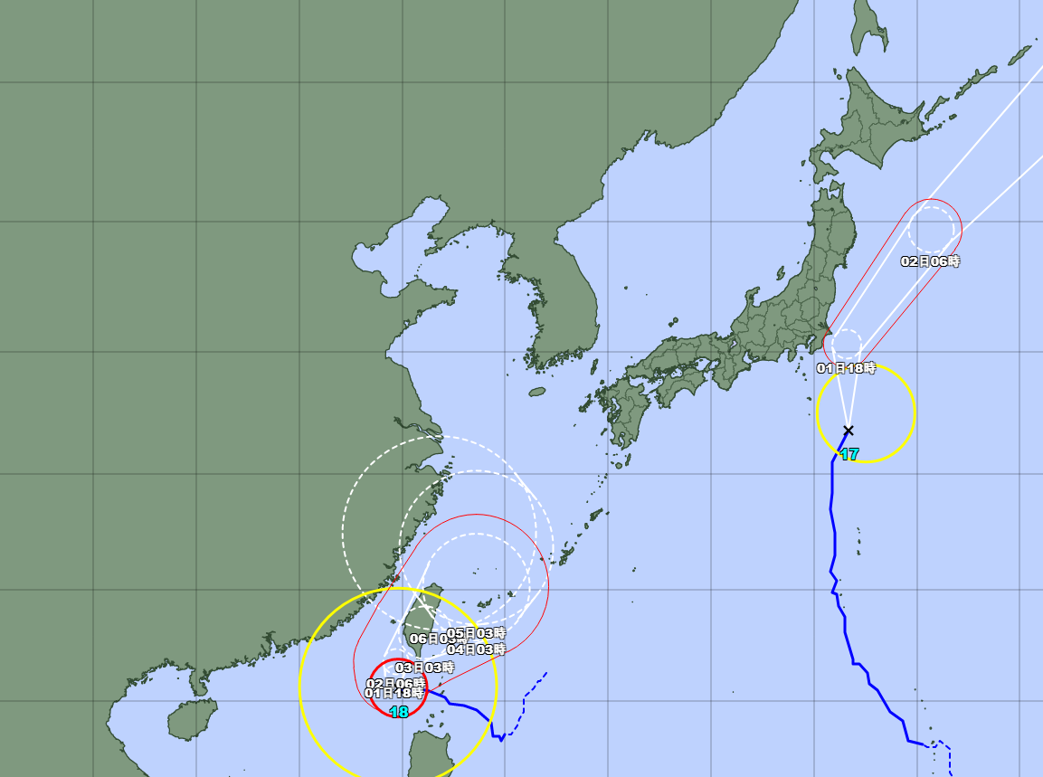 ▲▼颱風燕子、山陀兒將分別影響日本的關東地方與沖繩縣。（圖／日本國氣象廳）