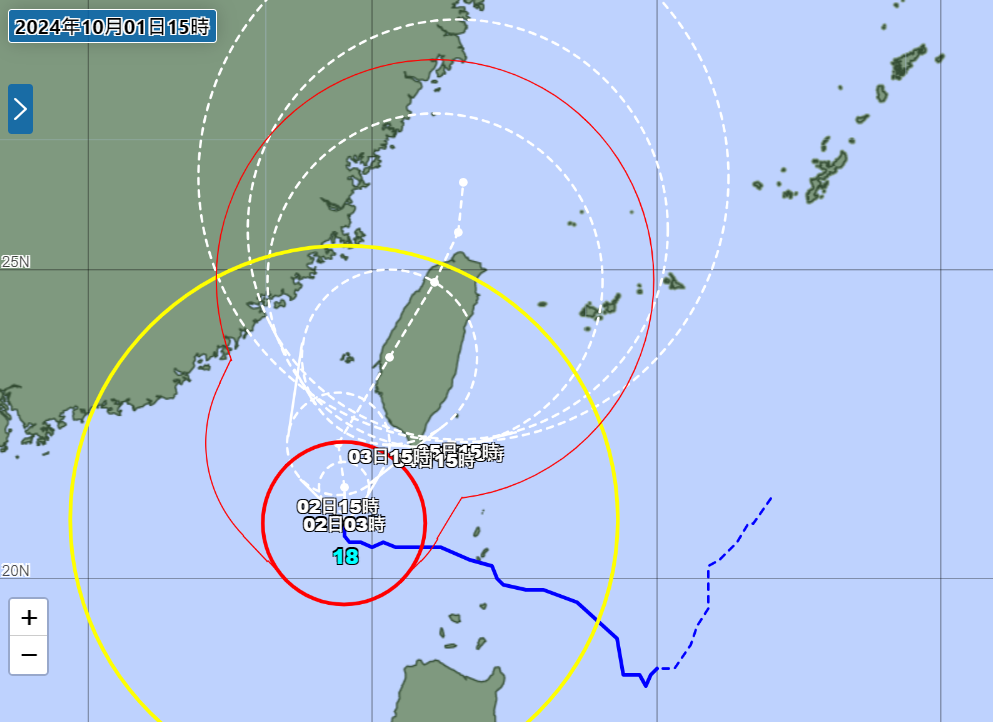 ▲颱風山陀兒穿台後，恐再從台灣東北邊海域掃過。（圖／翻攝自日本氣象廳）