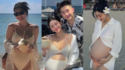 無名女神小予「海邊解放泳裝」! 辣曬渾圓孕肚甜喊:好幸福