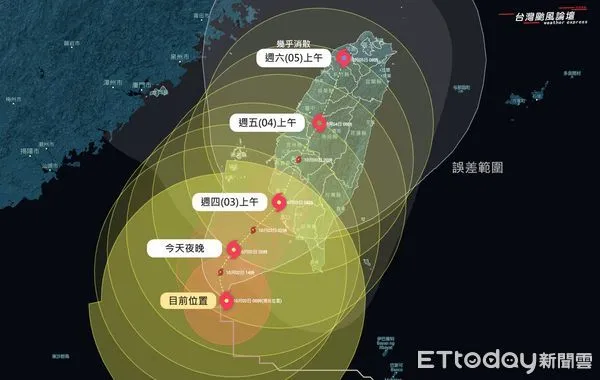 ▲▼山陀兒颱風登陸熱點預估在台南至高雄之間。            。（圖／翻攝台灣颱風論壇｜天氣特急臉書）