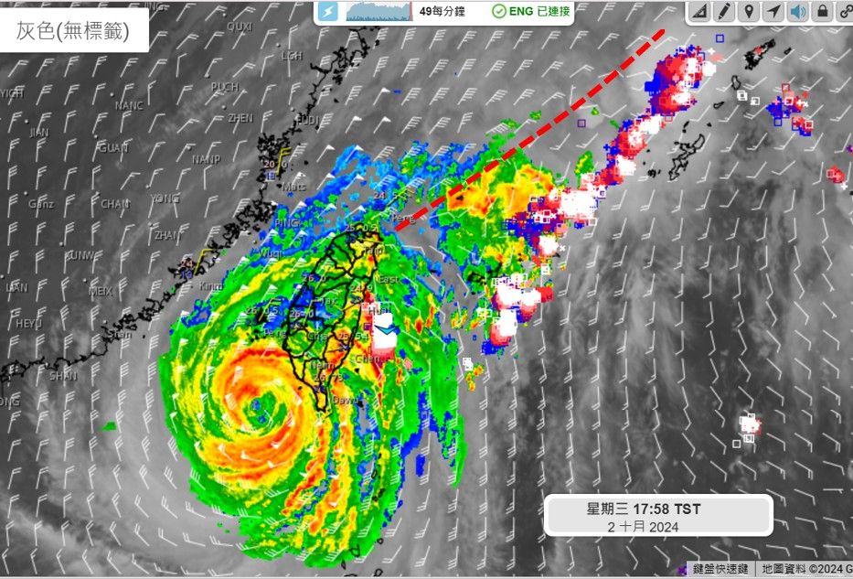 山陀兒颱風。（圖／翻攝自Facebook／天氣職人-吳聖宇）