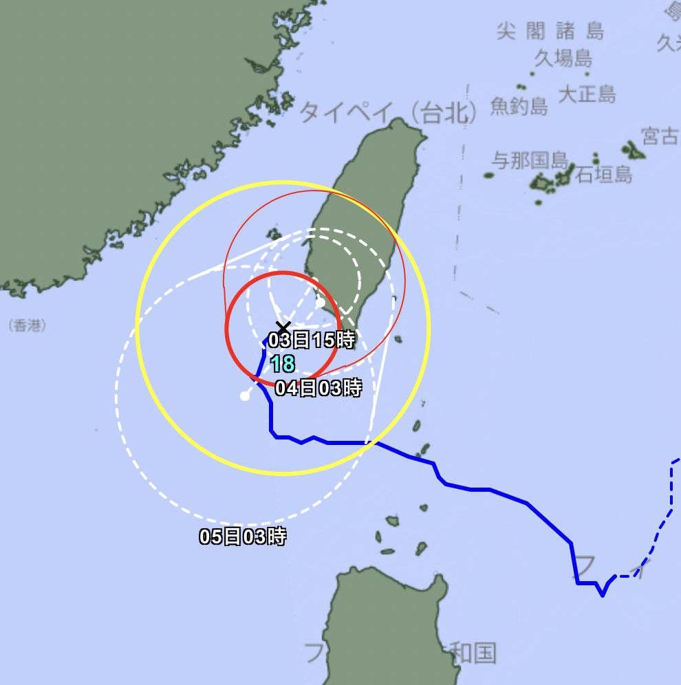 ▲▼日本氣象廳最新預測，山陀兒將在登陸後來個回馬槍。（圖／翻攝日本氣象廳）