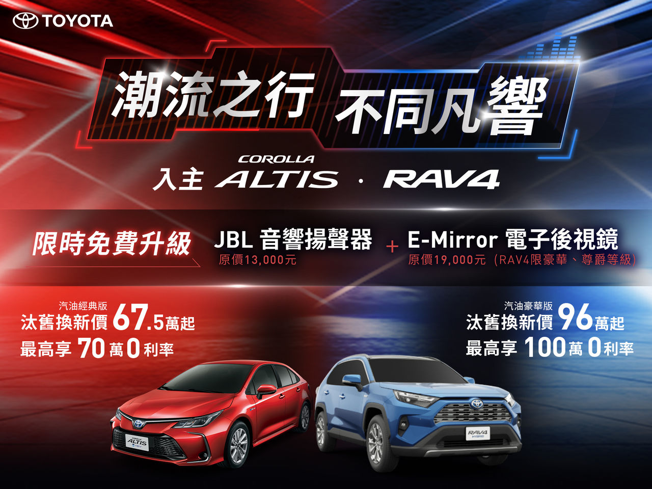 ▲TOYOTA「ALTIS＆RAV4影音安全限時免費升級」！發財神車享5萬大禮包。（圖／翻攝自TOYOTA）