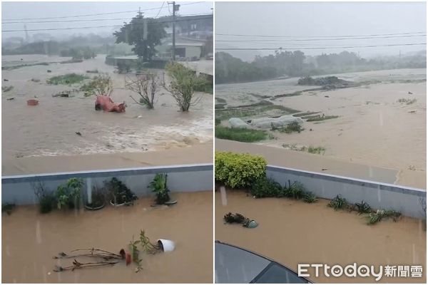 ▲新北市淡水淹水現況曝光。（圖／記者戴上容翻攝，下同）