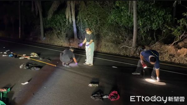 ▲▼台東死亡車禍，男遭撞輾碎成屍塊，現場散落大量女性衣物。（圖／記者楊漢聲翻攝）