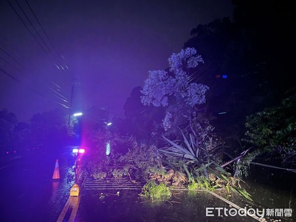 ▲里港警分局三地門分駐所警員鍾浩然排除路樹傾倒獲好評             。（圖／記者陳崑福翻攝）