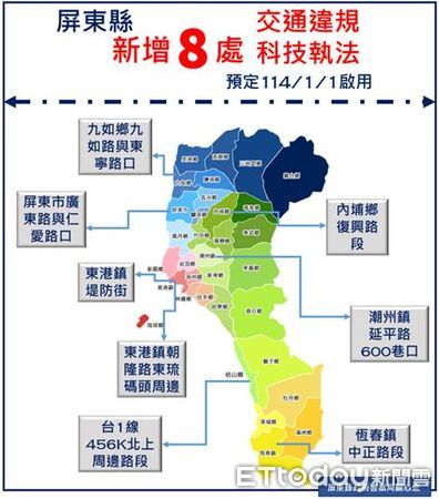 ▲屏東縣新增8處科技執法路口             。（圖／記者陳崑福翻攝）