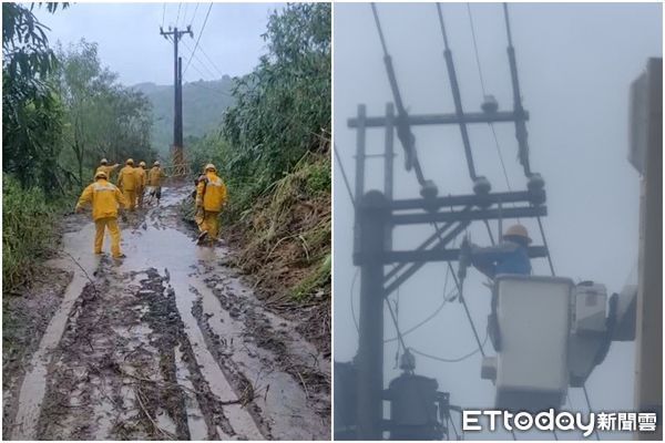 ▲台電屏東區處人員冒險搶修電力 。（圖／台電屏東區處提供，下同）