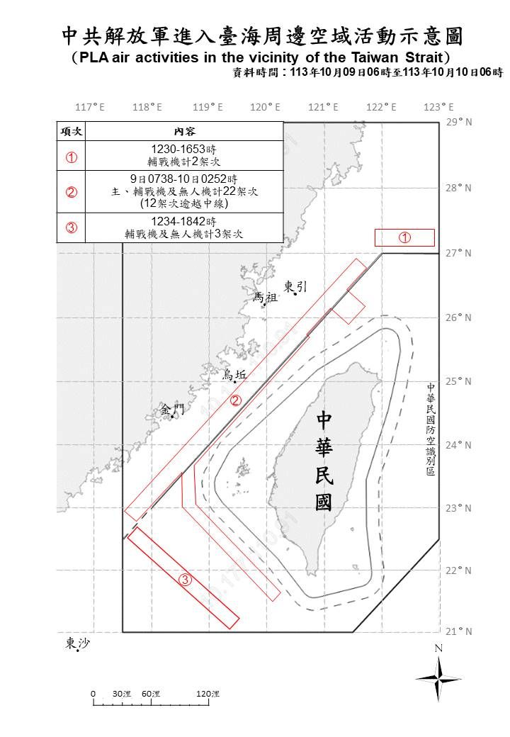 ▲▼國慶當日共機動態。（圖／國防部提供）