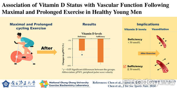 ▲▼   運動科學研究新發現　中正大學：維生素D不足有危機！心血管增加隱形風險   。（圖／中正大學運動科學研究所提供）