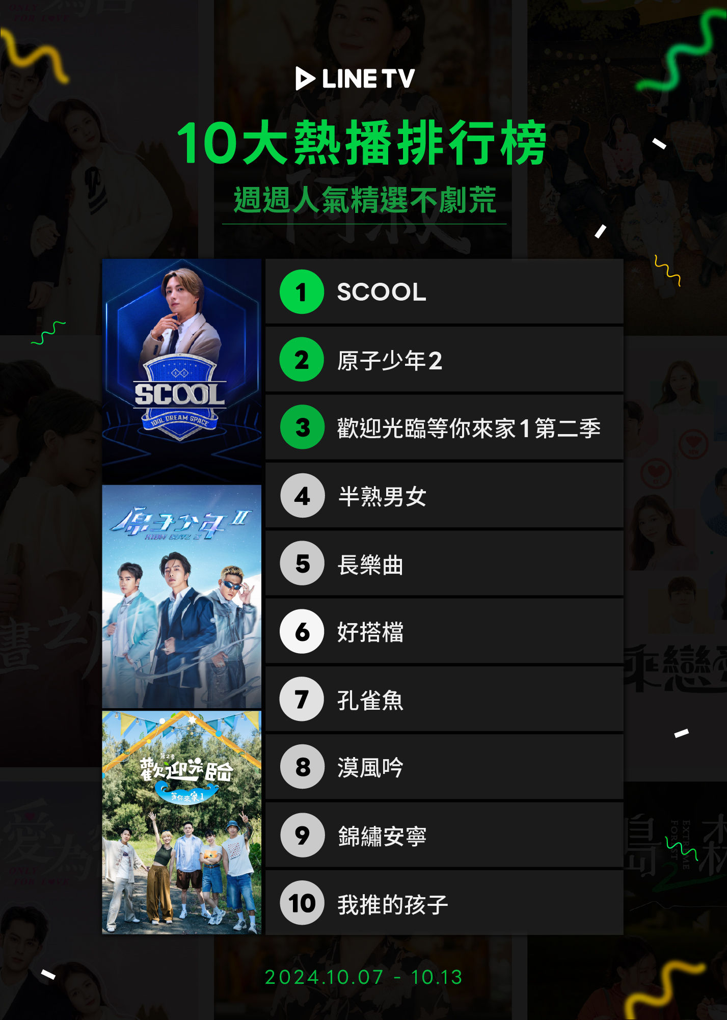 ▲▼LINE TV收視週榜（10/7-10/13）。（圖／LINE TV提供）