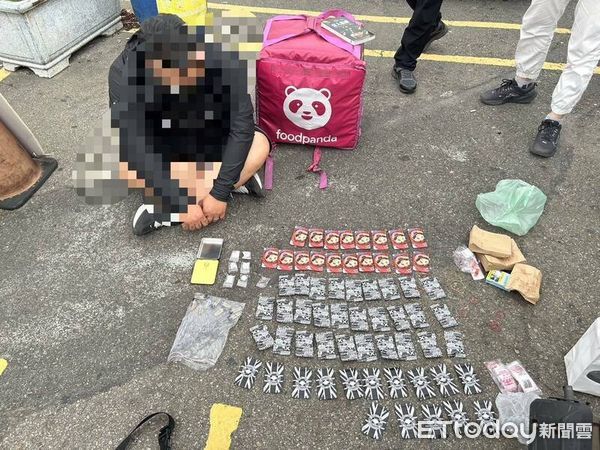 ▲台中賴姓兼差外送員涉嫌以外送箱掩護販毒，苗栗通霄警方跨轄逮捕，查獲毒品。（圖／記者楊永盛翻攝）