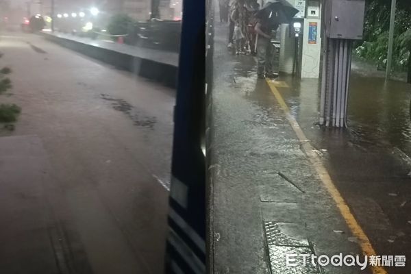 ▲▼基隆受到大雨影響，暖暖車站出現軌面淹水的情況。（圖／民眾提供）