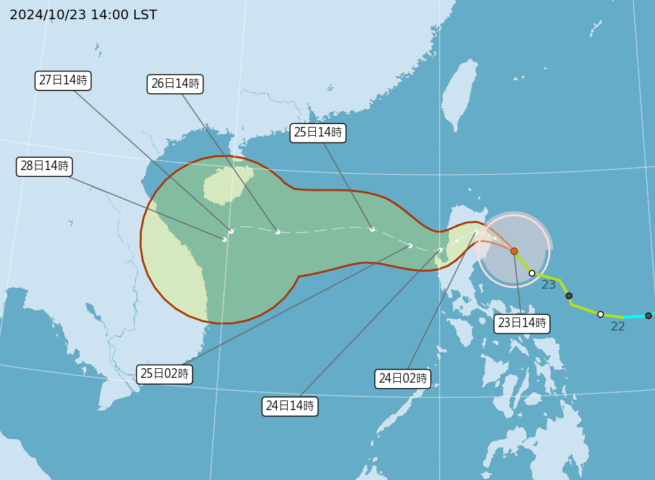 ▲東北季風及潭美颱風雙重影響，周五之前雨勢明顯。（圖／氣象署）