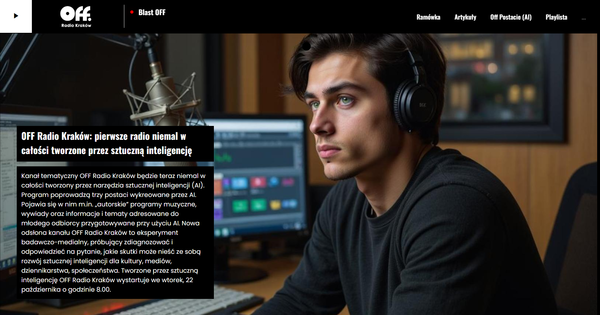 OFF Radio Krakow是波蘭的AI頻道。（圖／取自OFF Radio Krakow官網）