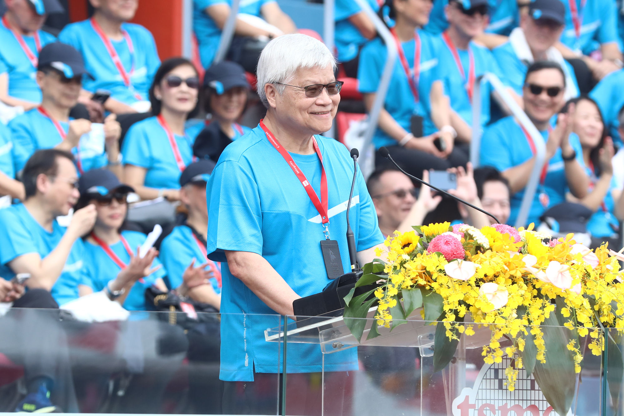 ▲台積電董事長魏哲家於運動會致詞。（圖／記者林敬旻攝）