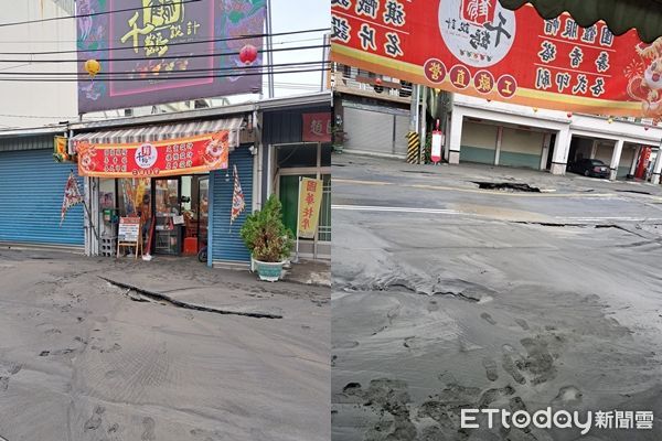 ▲▼屏東縣新園鄉南興路水管爆裂，大量自來水及泥沙湧入附近店家             。（圖／千鶴設計授權提供）