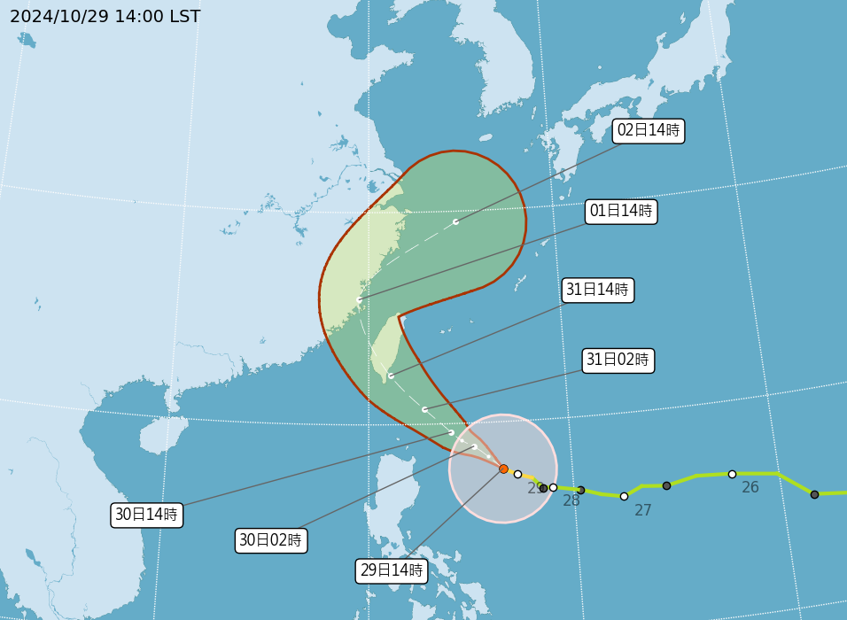 ▲▼康芮颱風路徑。（圖／氣象署提供）