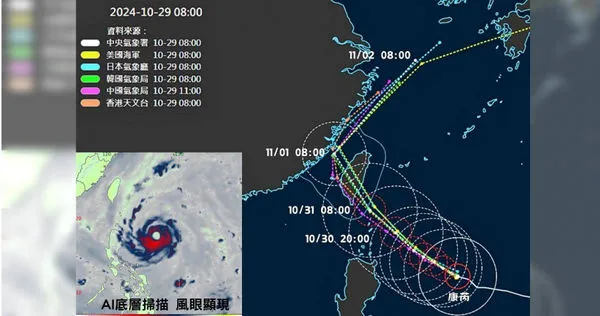 最新AI底層掃描圖顯示，已可以看到颱風的渾厚大眼。（圖／臉書　觀氣象看天氣）