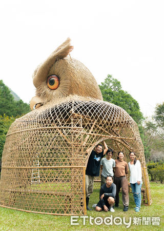 ▲「福鳥新生-領角鴞」大型國產竹編裝置藝術。（圖／林業保育署南投分署提供）