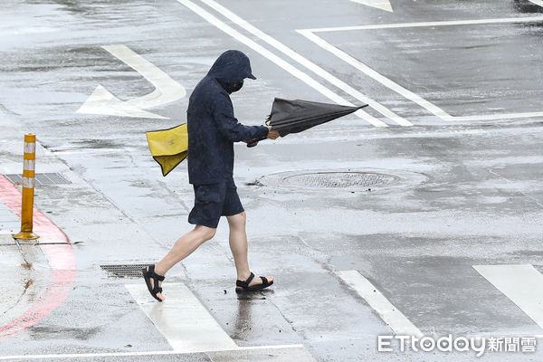 ▲▼康芮颱風暴風圈籠罩台灣,今日全台皆放颱風假，北市街頭午後風雨漸強。天氣,行人,路人,雷雨,大雨,大雷雨,下雨,雨天,豪大雨,午後雷陣雨,梅雨,降雨,氣象,豪雨,西南氣流,颱風外圍環流,滯留鋒面,撐傘,雨傘,陰雨綿綿,潮濕,濕度,熱對流,天氣配圖。（圖／記者李毓康攝）