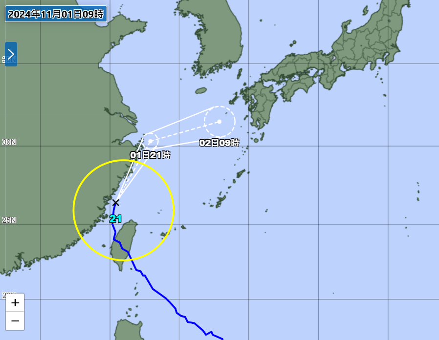 ▲▼康芮轉往日本！氣象廳估「3連休撞大雨」。（圖／日本氣象廳）