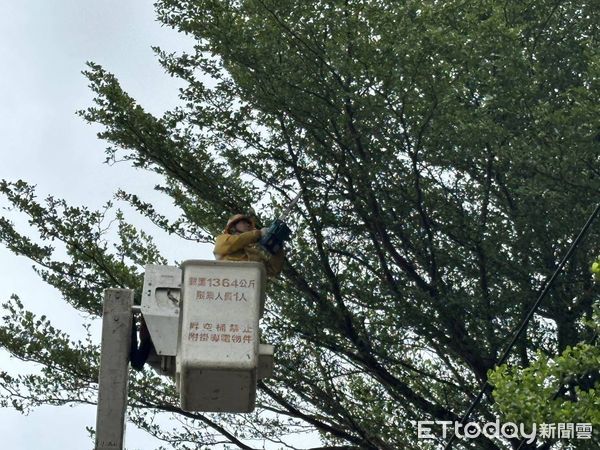 ▲▼康芮強風影響，釀高雄停電災情，台電人員冒風雨搶修。（圖／記者賴文萱翻攝）