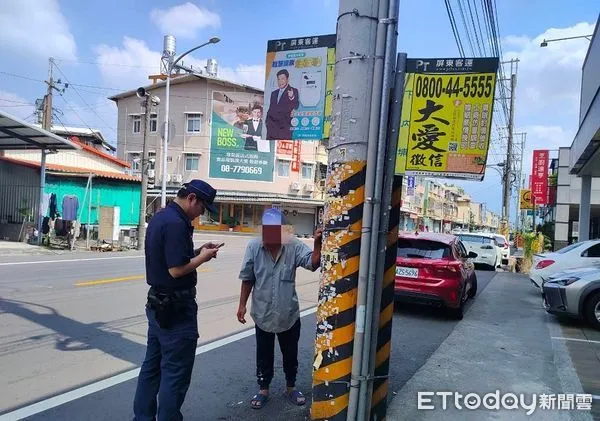 ▲內埔警分局內埔派出所員警載涂男返回工作地點             。（圖／記者陳崑福翻攝）