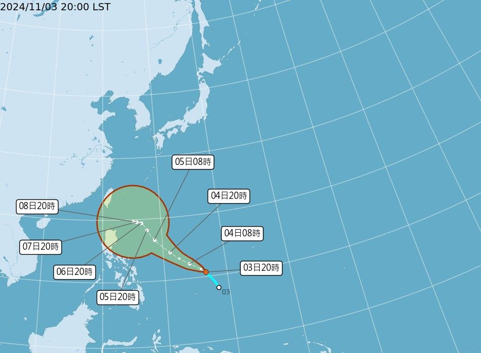 ▲▼熱帶性低氣壓TD26即將成颱風「銀杏」。（圖／翻攝自中央氣象署）